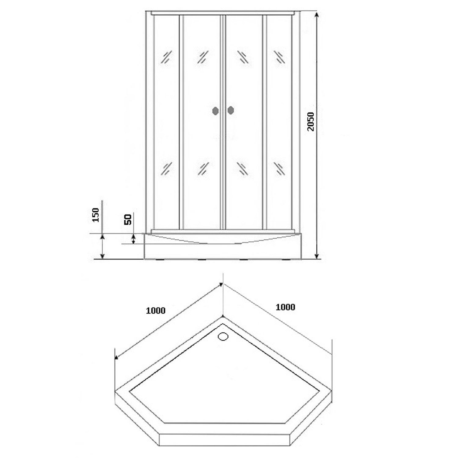 Душевая кабина Grossman Classic GR-170D 100x100, стекло прозрачное / матовое, профиль хром