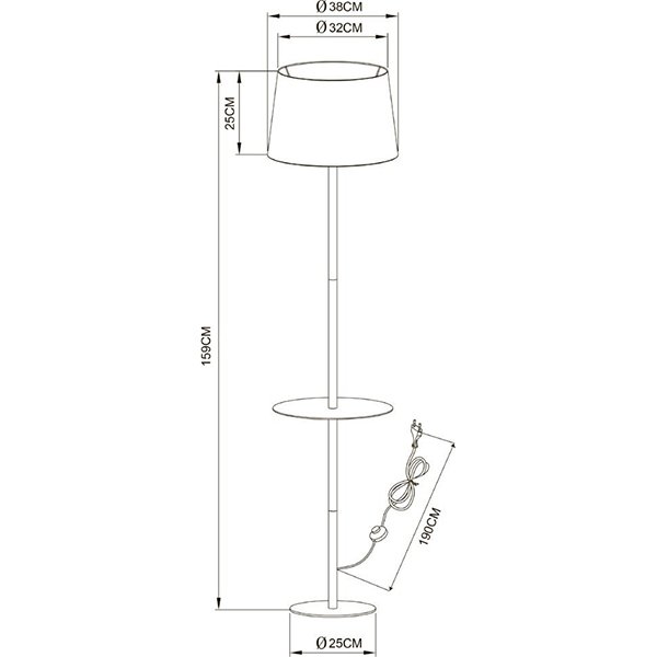 Торшер Arte Lamp Connor A2102PN-1WH, арматура белая / бежевая, плафон ткань белая, 38х38 см - фото 1