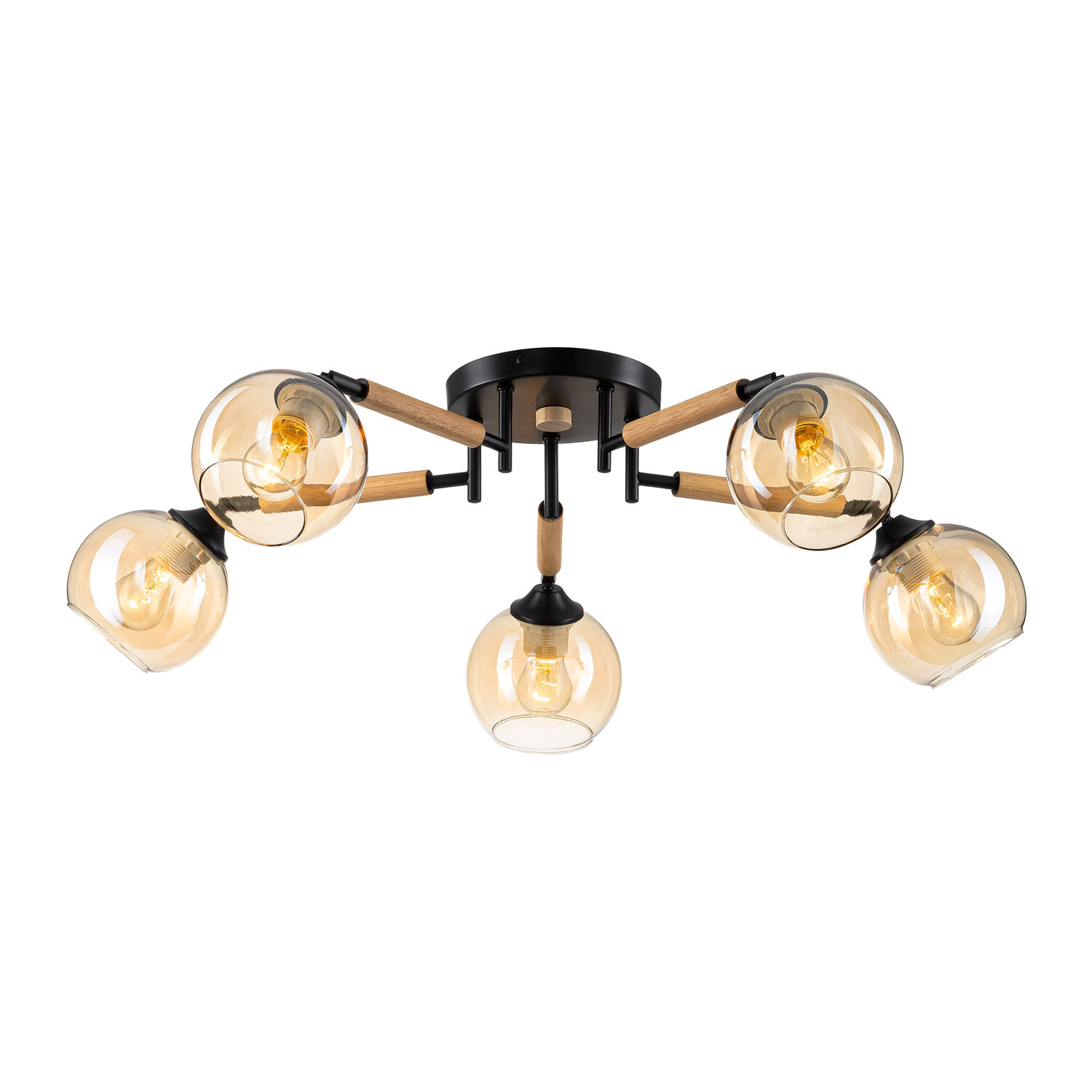 Потолочная люстра Citilux Tika CL133151, арматура черная, плафоны стекло шампань - фото 1