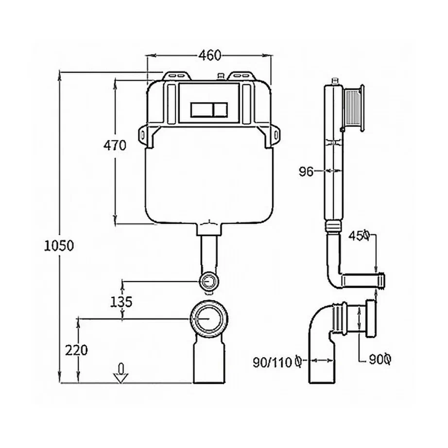 Комплект: Бачок скрытого монтажа JK01252+Кнопка JK203507BM черная, матовый - фото 1