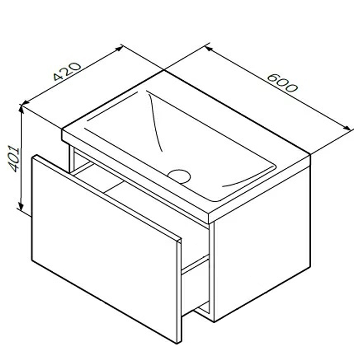 Тумба под раковину AM.PM Gem 60 подвесная, 1 ящик, цвет белый глянец - фото 1