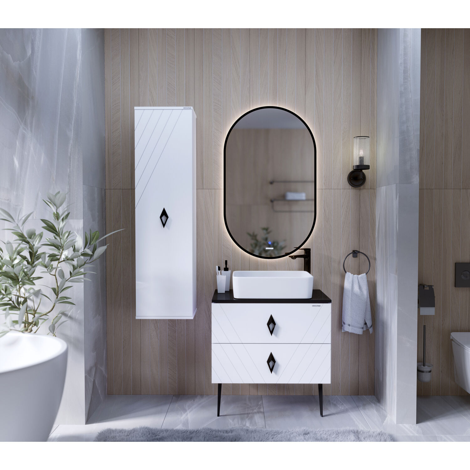 Шкаф-пенал Grossman Вива 35, цвет белый глянец - фото 1