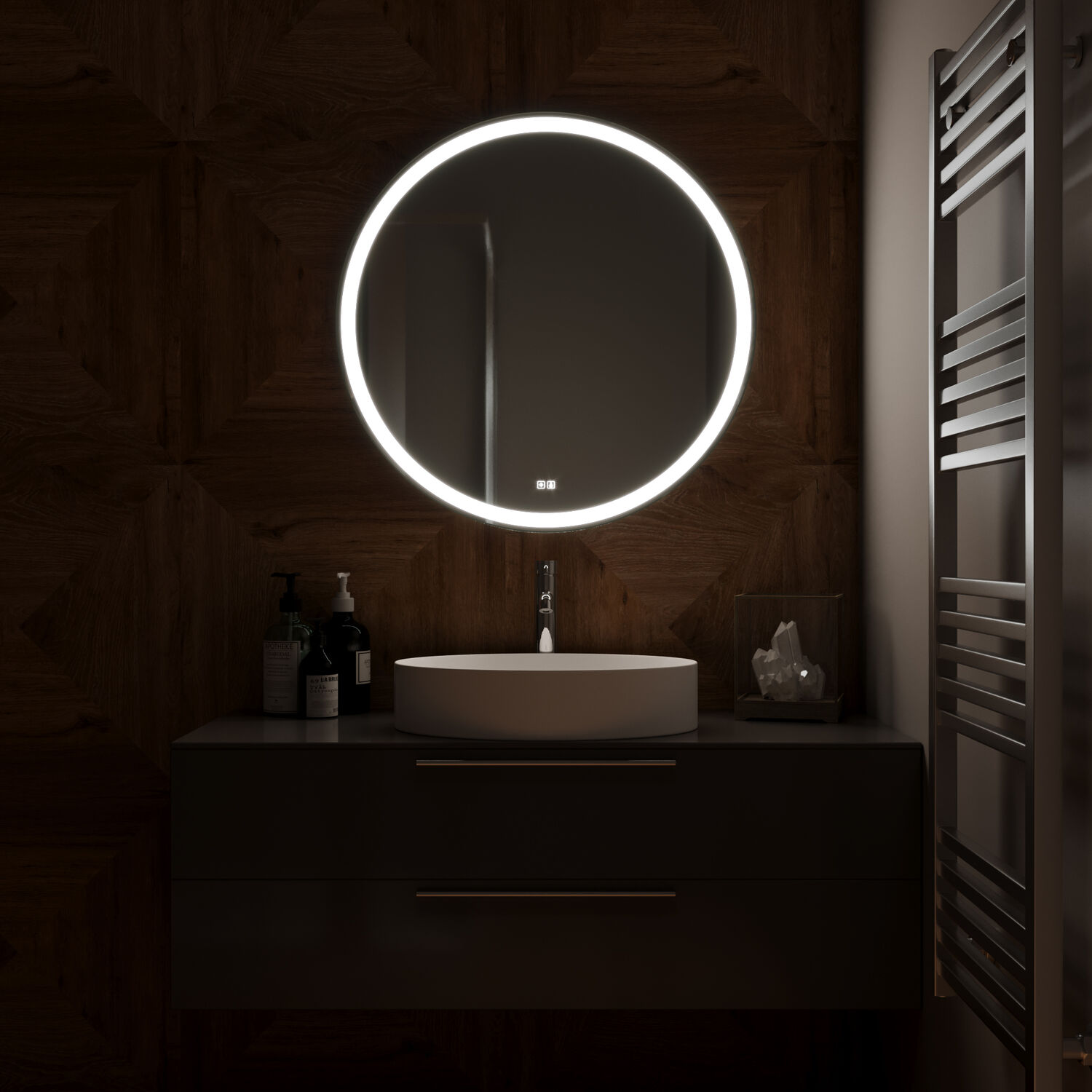 Зеркало Mixline Перла Нео RGB D770 77x77, с подсветкой мультицвет