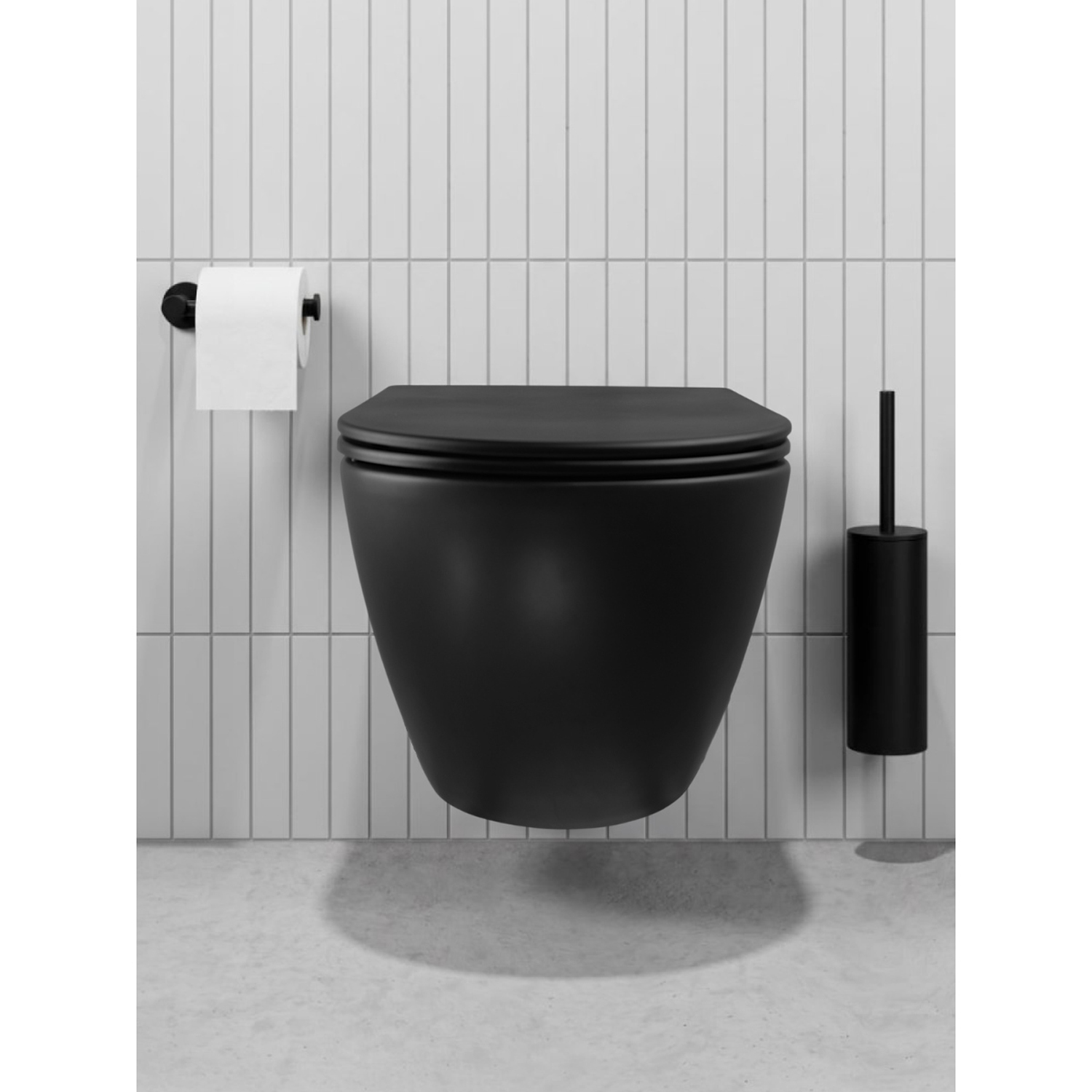 Унитаз Joki Стелла T JK1141020MB подвесной, безободковый, смыв Торнадо, с сиденьем микролифт, цвет черный матовый