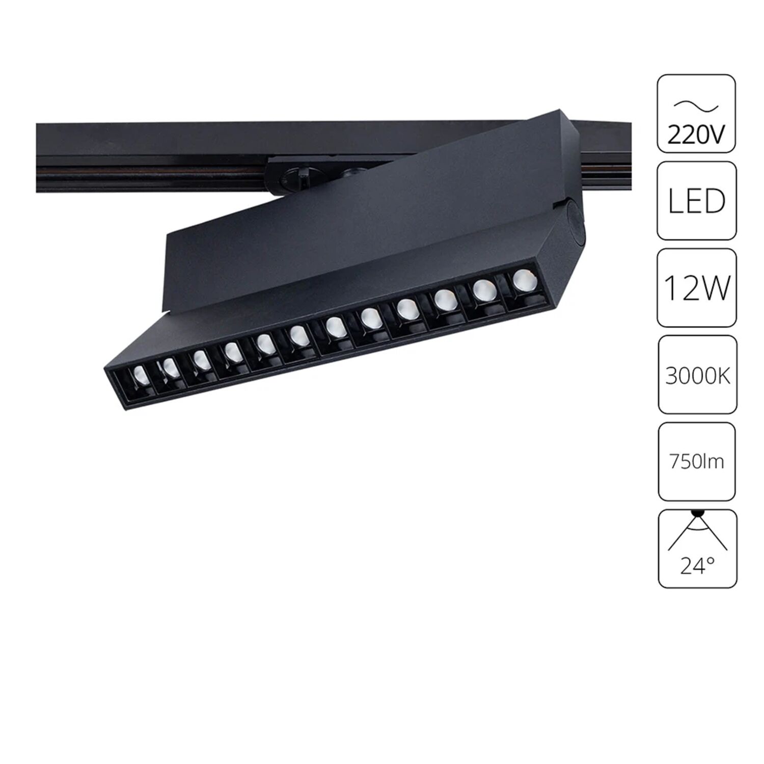 Трековый светильник Arte Lamp Flash A4573PL-1BK, арматура черная   