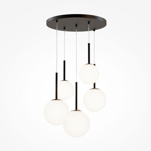 Подвесной светильник Maytoni Basic Form MOD321PL-05B, арматура матовая черная, плафон стекло белое