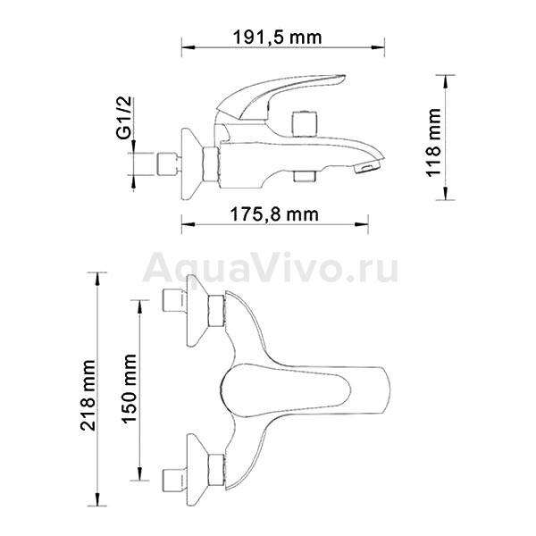 Смеситель WasserKRAFT Rossel 2801 для ванны и душа, цвет хром