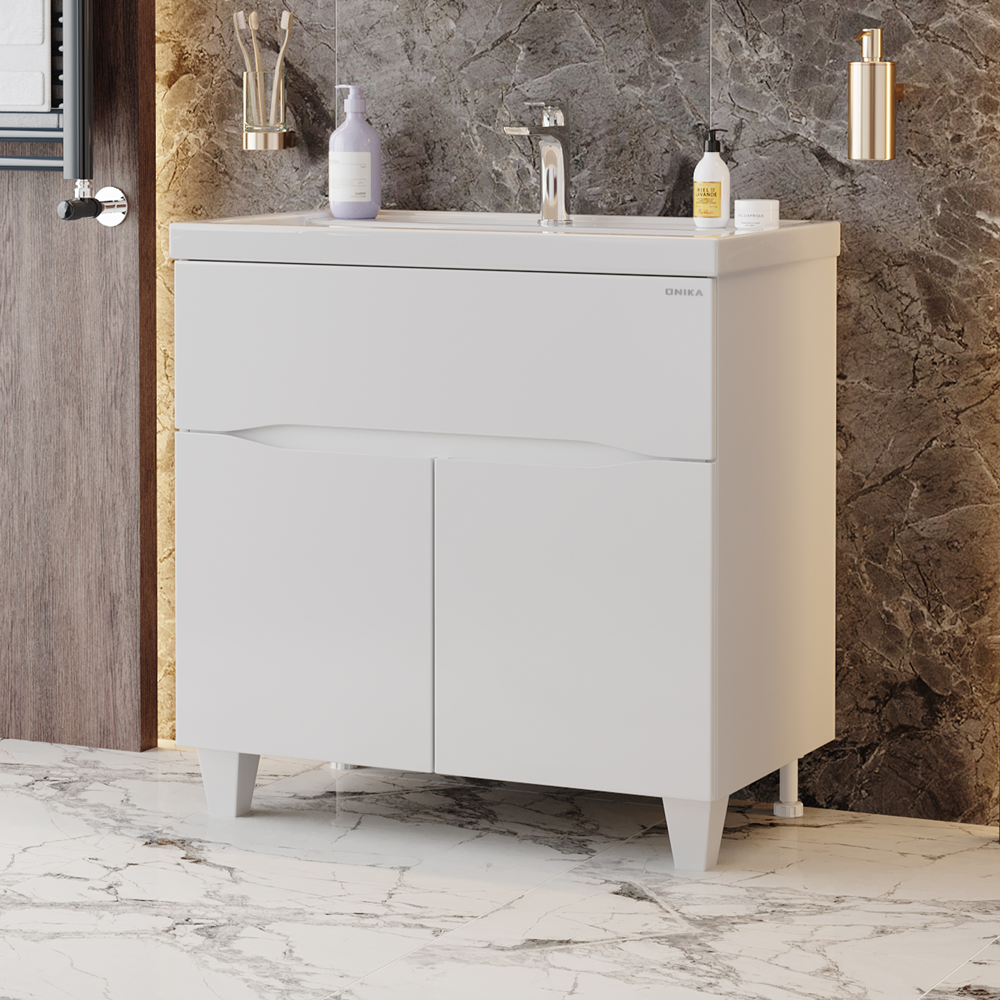 Мебель для ванной Оника Стрим 80, напольная, цвет белый - фото 1