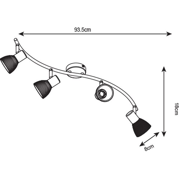 Спот Arte Lamp Parry A5062PL-4AB, арматура бронза, плафоны стекло белое, 94х8 см