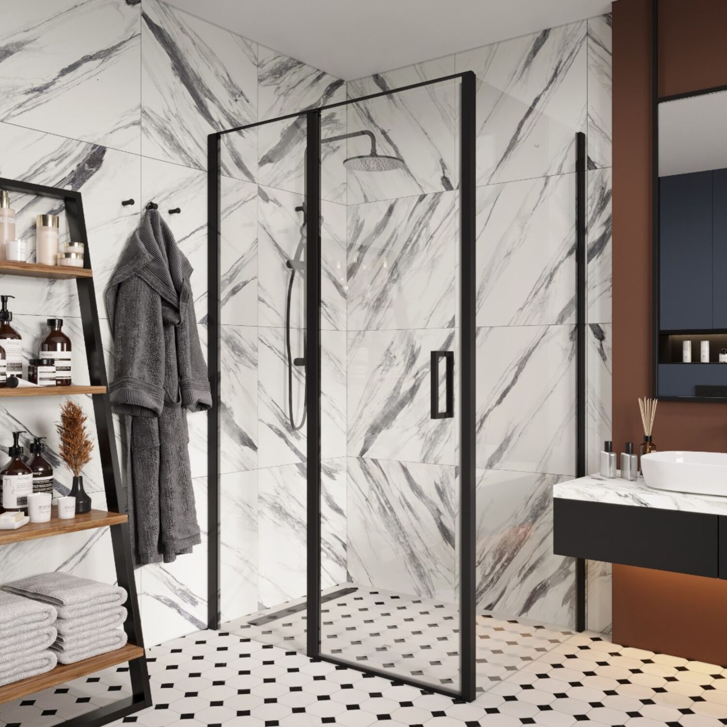 Душевой уголок Ceruttispa Victoria 120B 90x120, стекло прозрачное, профиль черный