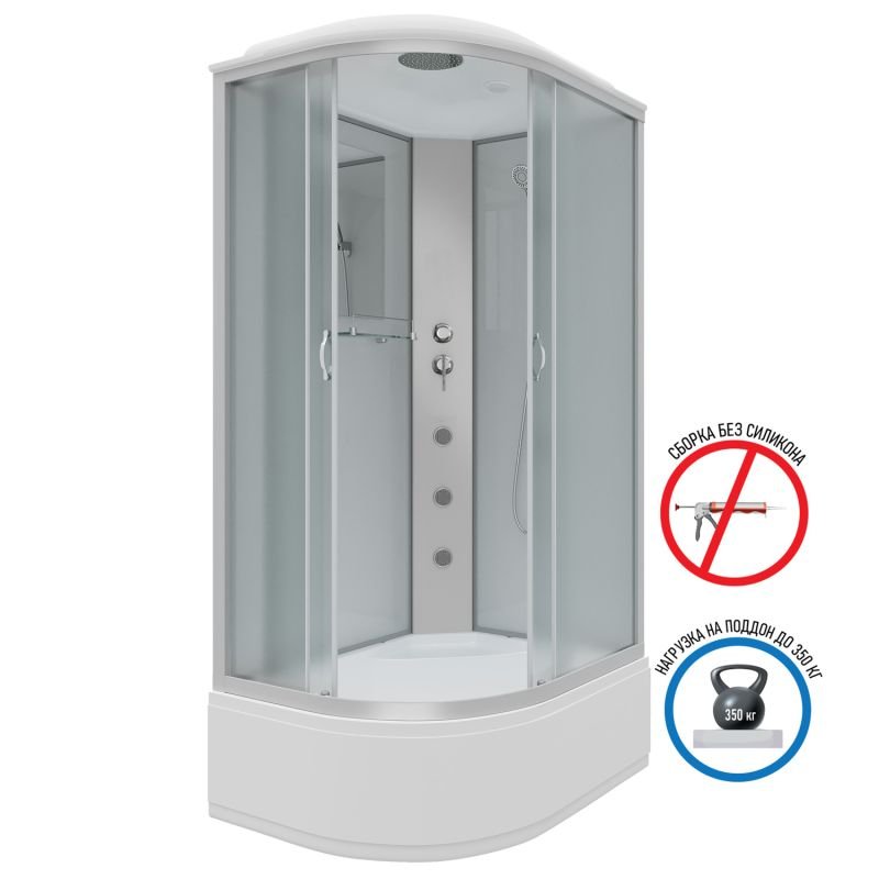 Душевая кабина Niagara Classic NG-2310-14RG 120x80, правая, стекло матовое, профиль серебро, с крышей, с гидромассажем - фото 1