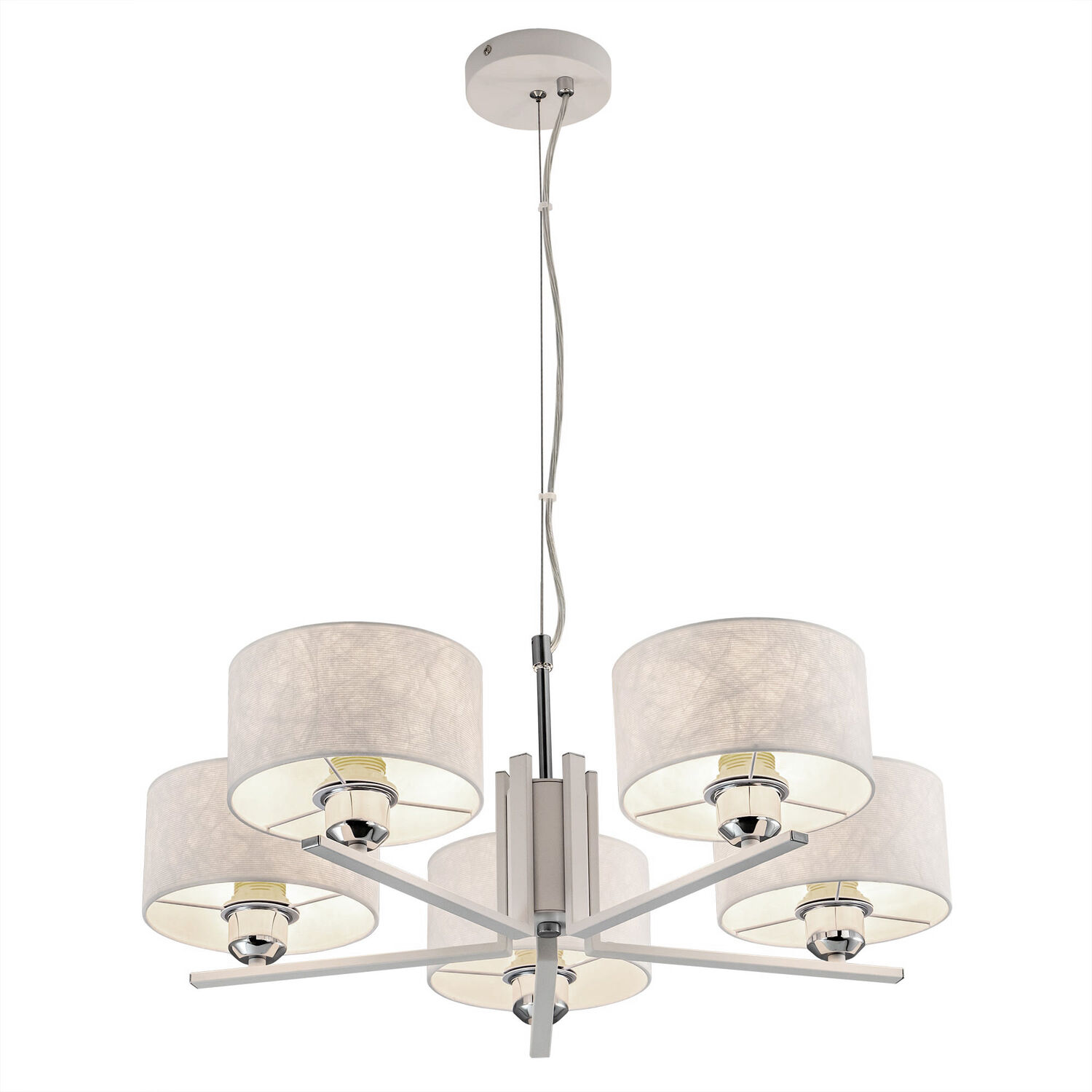 Подвесная люстра Citilux Тильда CL469150, арматура белая, плафоны текстиль белый