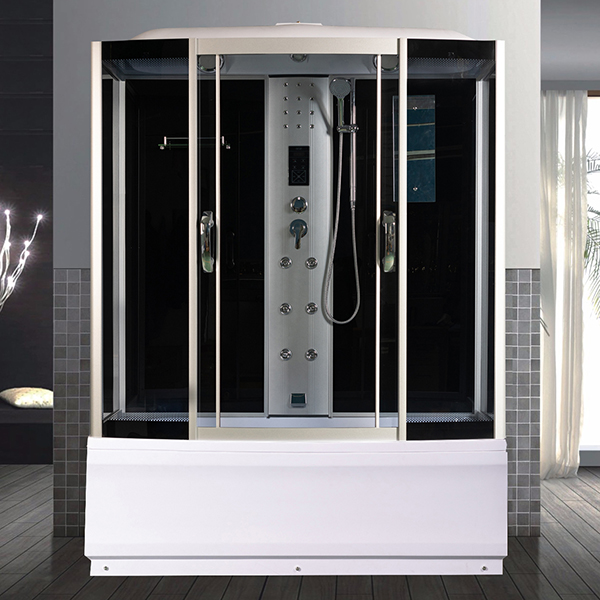 Душевая кабина River Dunay 150/80/55 TH 150x80, стекло тонированное, профиль хром матовый, с крышей, с гидромассажем