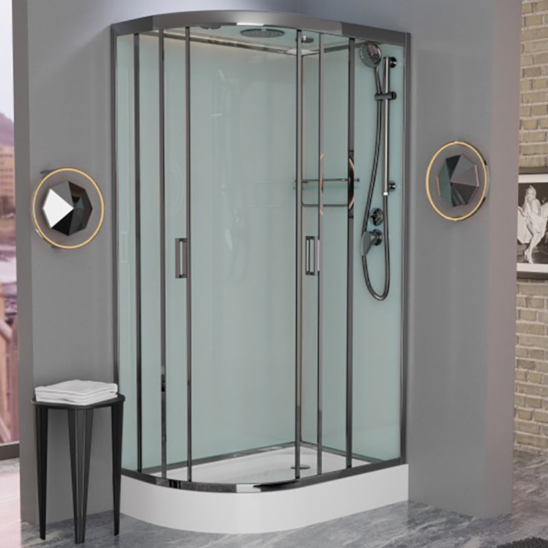 Душевая кабина Frank F418 R Brilliant 100x80, правая, с полотенцедержателем, стекло прозрачное, профиль хром