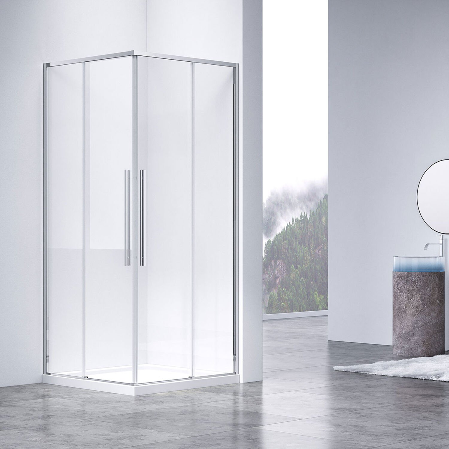 Душевой уголок Vincea Slim-N VSS-2SN 100x90, стекло прозрачное, профиль хром