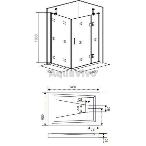 Душевой уголок Good Door Saturn WTW+SP-C-CH-R 140x90, стекло прозрачное, профиль хром, правый - фото 1