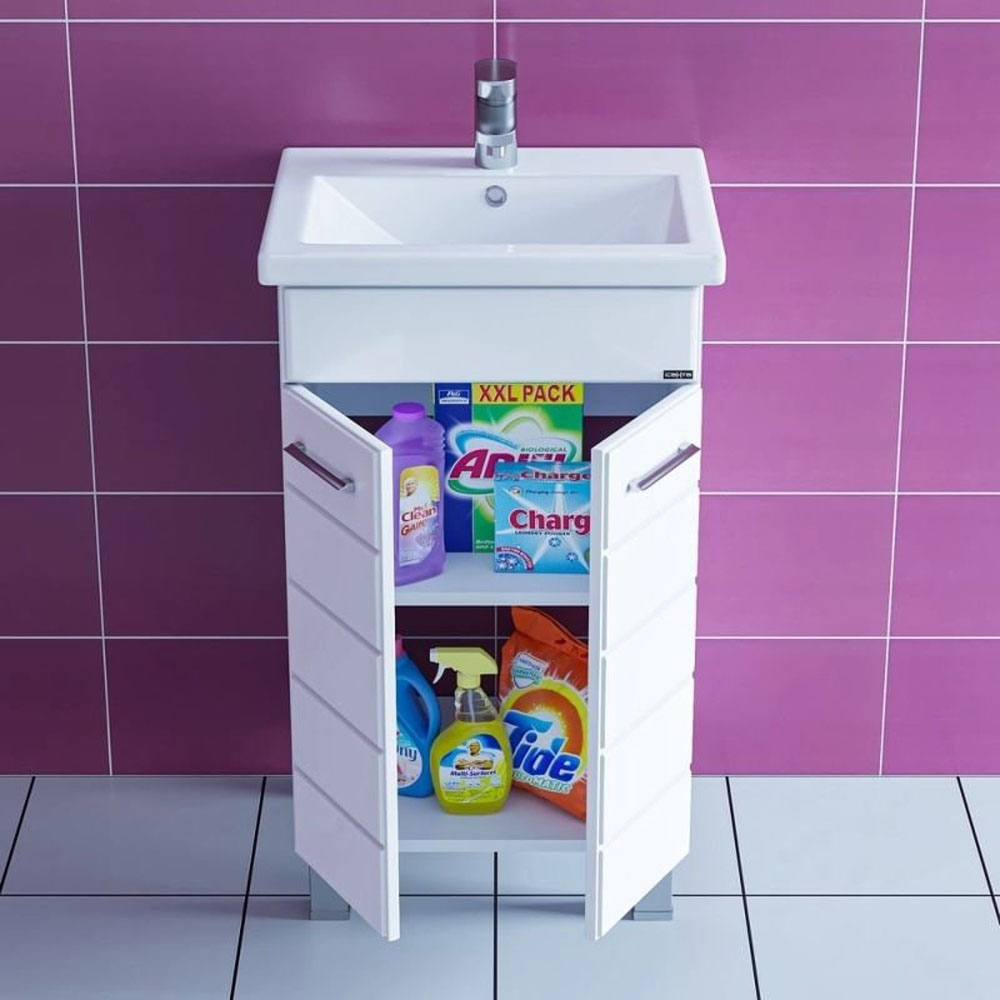 Тумба под раковину Санта Омега 50 напольная, с дверцами, цвет белый - фото 1