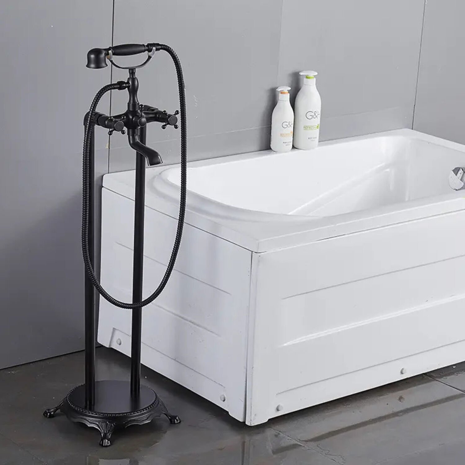 Смеситель Boch Mann Vico B BM9654 для ванны с душем, напольный, цвет черный - фото 1