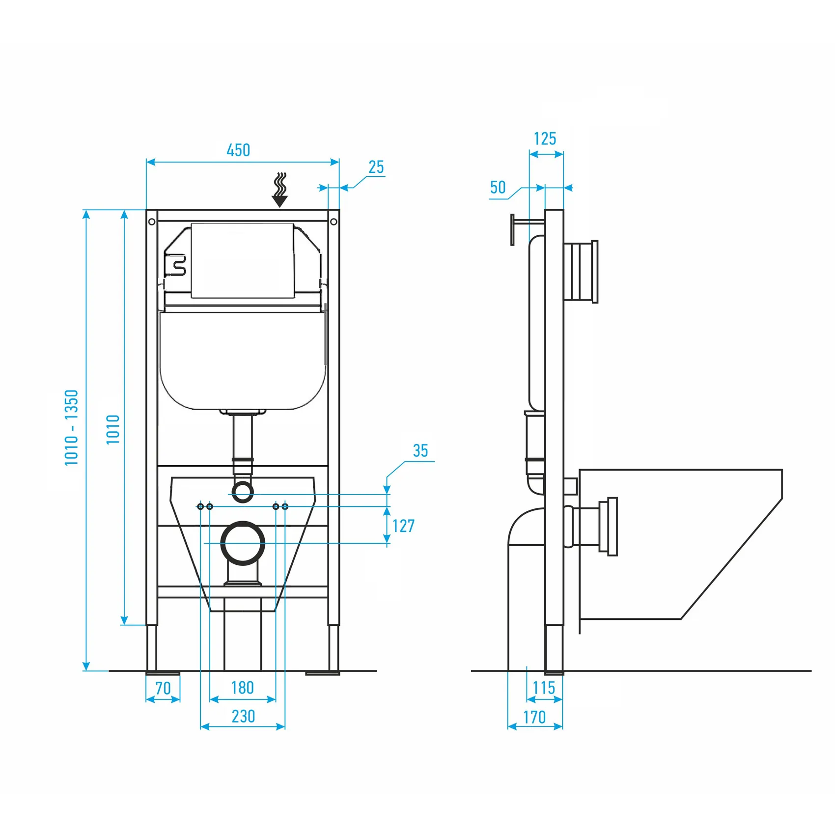 Комплект: Инсталляция JK45045+Кнопка JK207550 золото+Stella XL T JK0011011 белый унитаз, смыв торнадо