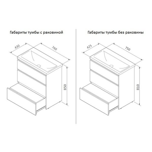 Тумба под раковину Gem S 75 напольная, цвет белый глянец - фото 1