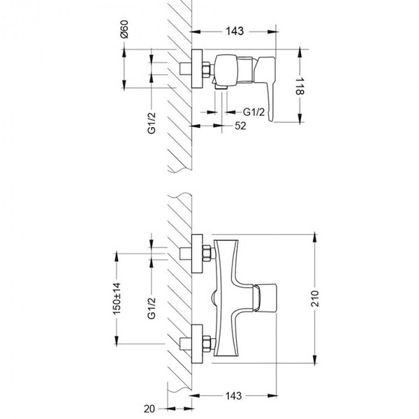 Смеситель Lemark Evitta LM0503C для душа, с душевым гарнитуром, цвет хром - фото 1