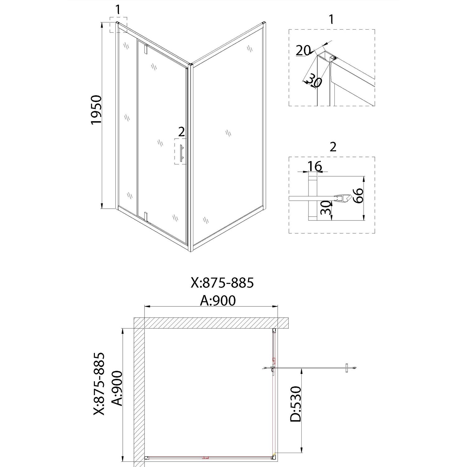 Душевой уголок Niagara Nova NG-63-9A-A90 90x90, с поддоном, стекло прозрачное, профиль хром - фото 1