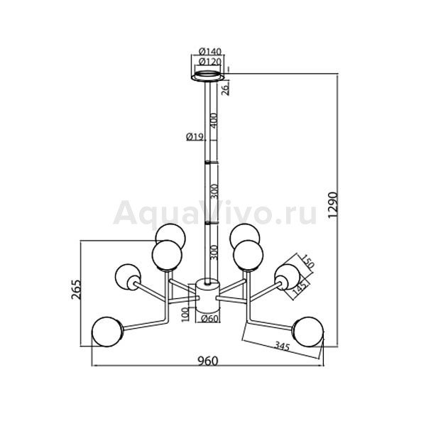 Потолочная люстра Maytoni Erich MOD221-PL-08-N, арматура никель, плафоны стекло белое, 96х129 см