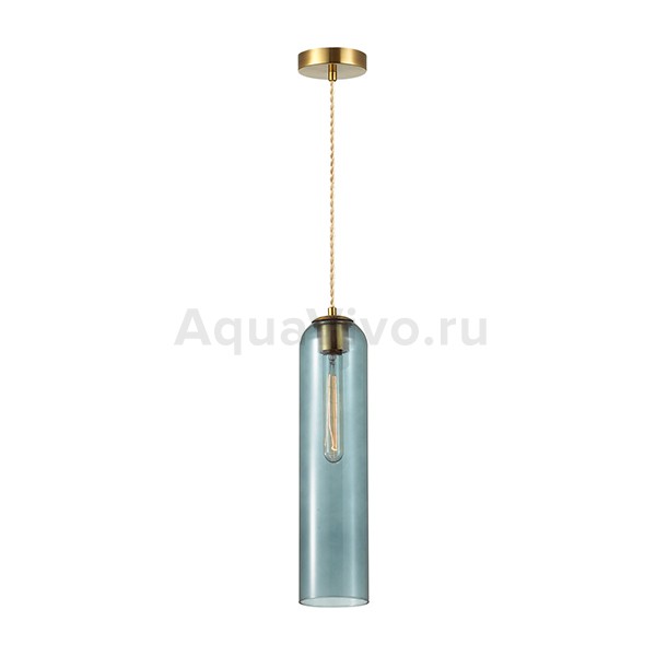 Подвесной светильник Odeon Light Vosti 4641/1, арматура золото, плафон стекло синее, 10х10 см