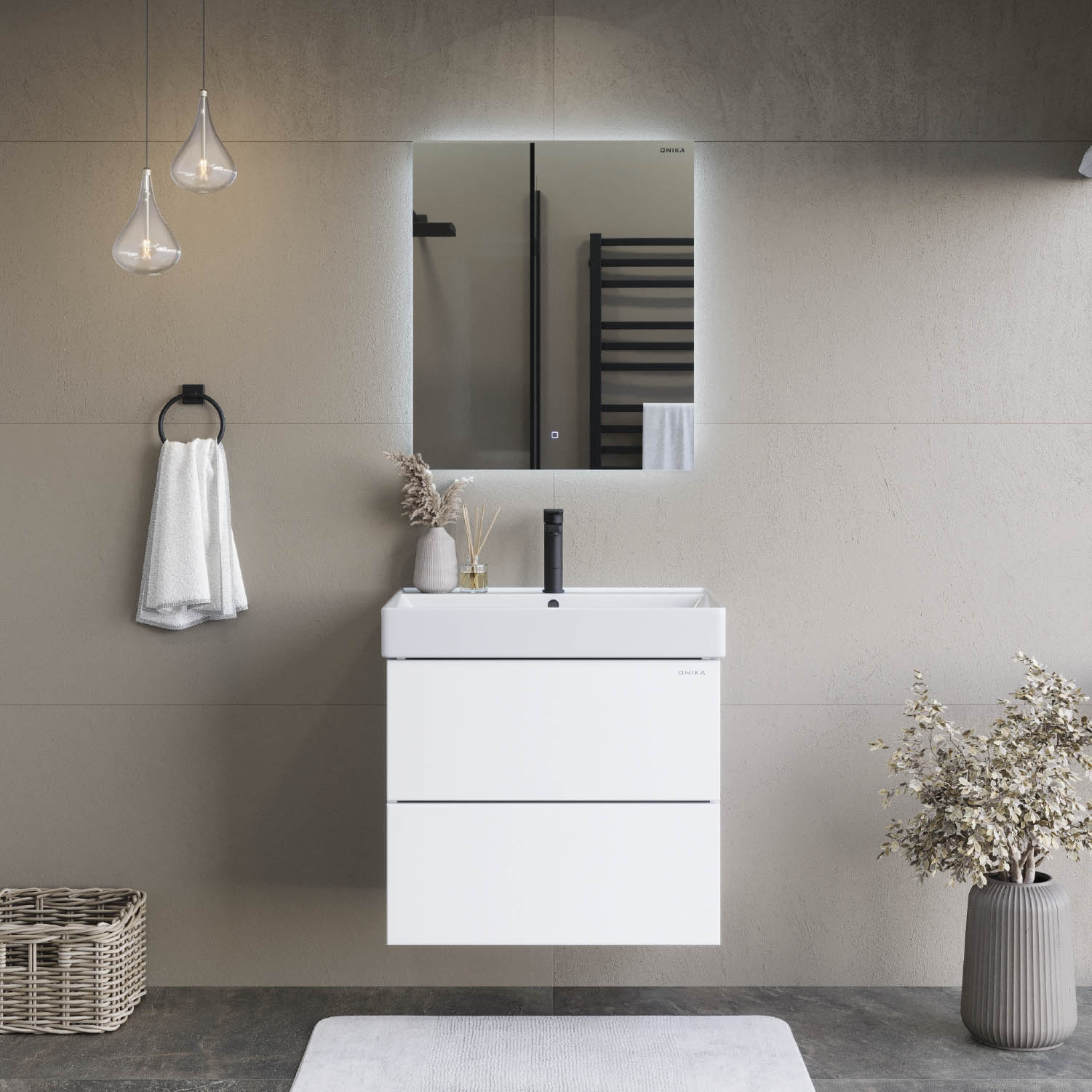 Мебель для ванной Оника Эсквана 65, подвесная, цвет белый