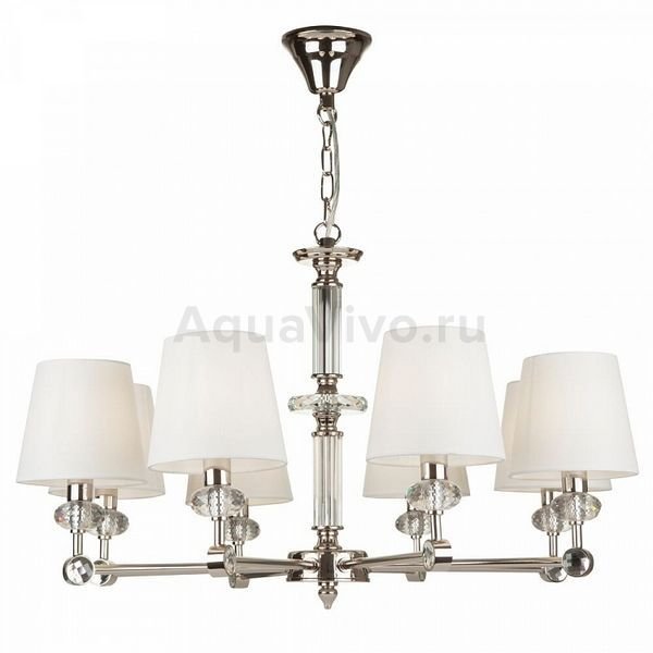 Подвесная люстра Maytoni Riverside MOD018PL-08CH, арматура цвет хром/прозрачный, плафон/абажур ткань/пвх, цвет белый