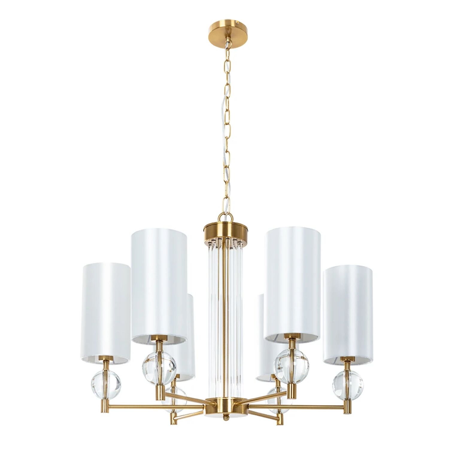 Подвесная люстра Arte Lamp Matar A4027LM-6PB, арматура полированная медь, плафон ткань кремовая