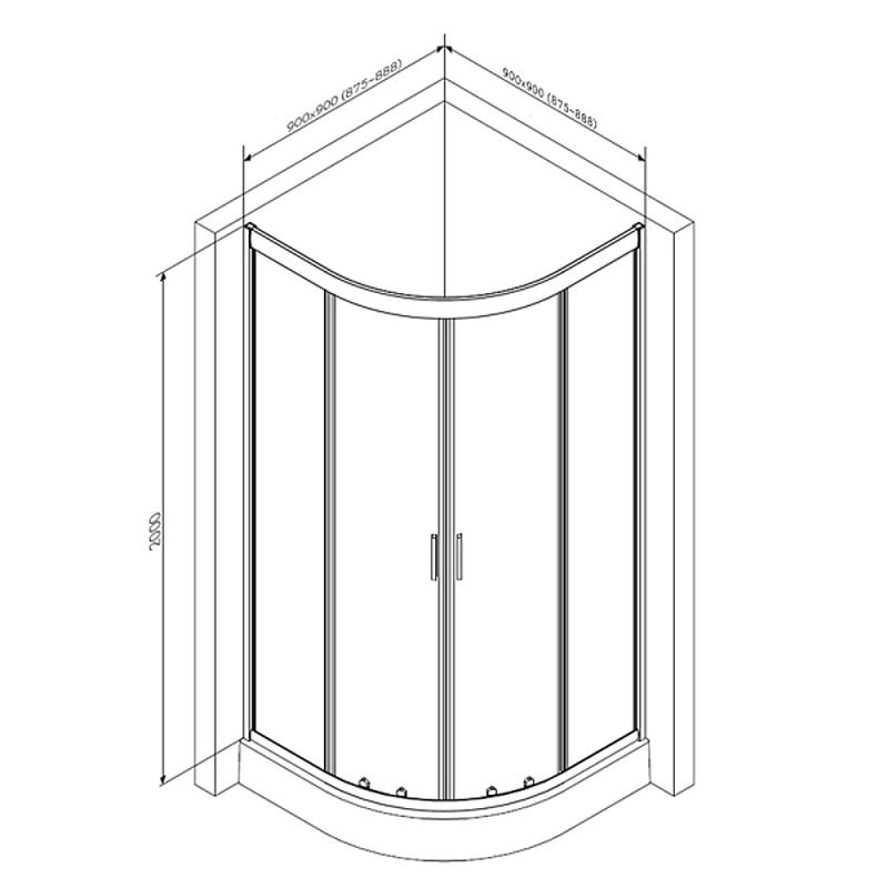 Душевой уголок AM.PM Gem Rond 90x90, стекло прозрачное, профиль черный матовый