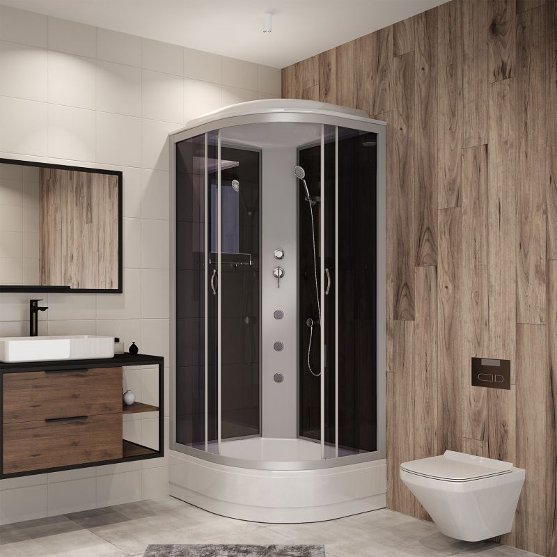 Душевая кабина Niagara Classic NG-3503-14G 80x80, стекло тонированное, профиль серебро, с крышей, с гидромассажем