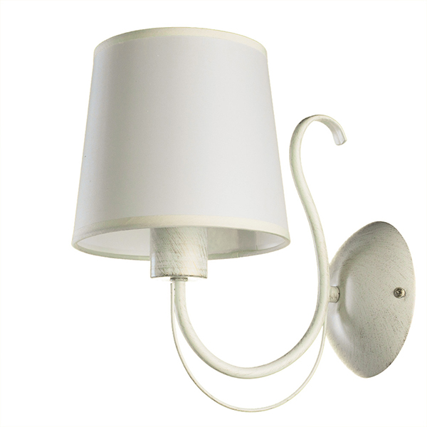 Бра Arte Lamp Orlean A9310AP-1WG, арматура золото / белая, плафон ткань белая, 16х26 см