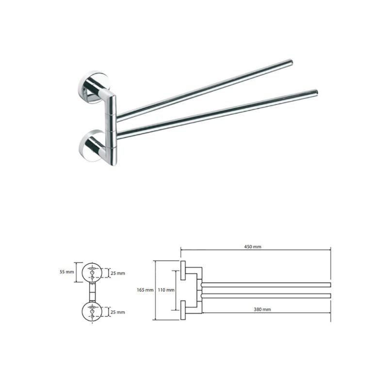 Bemeta Omega 104204102 Держатель полотенца двойной поворотный 45 см - фото 1