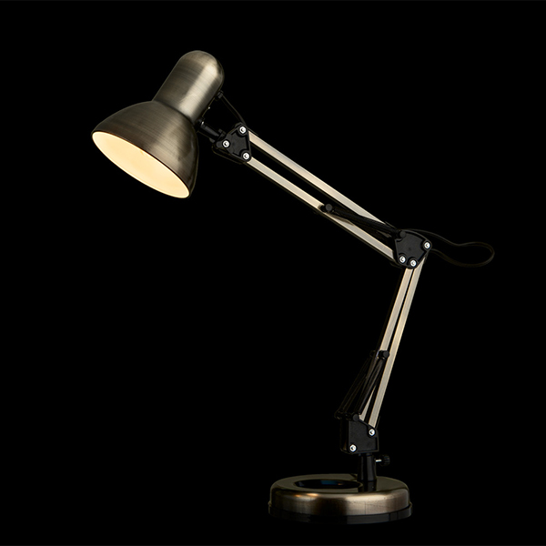 Офисная настольная лампа Arte Lamp Junior A1330LT-1AB, арматура бронза / черная, плафон металл бронза, 15х35 см