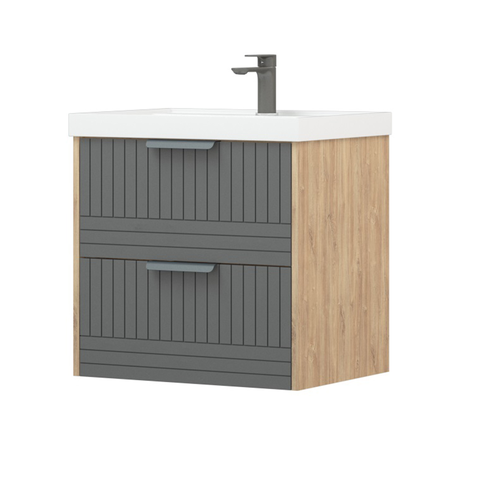 Мебель для ванной Corozo Инди 60, подвесная/напольная, цвет дуб канзас/графит - фото 1