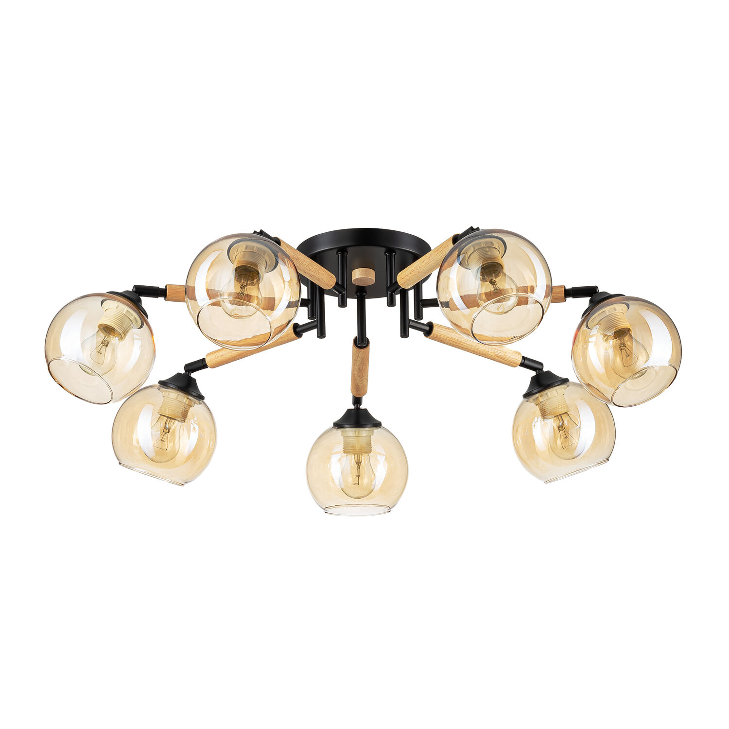 Потолочная люстра Citilux Tika CL133171, арматура черная, плафоны стекло шампань - фото 1