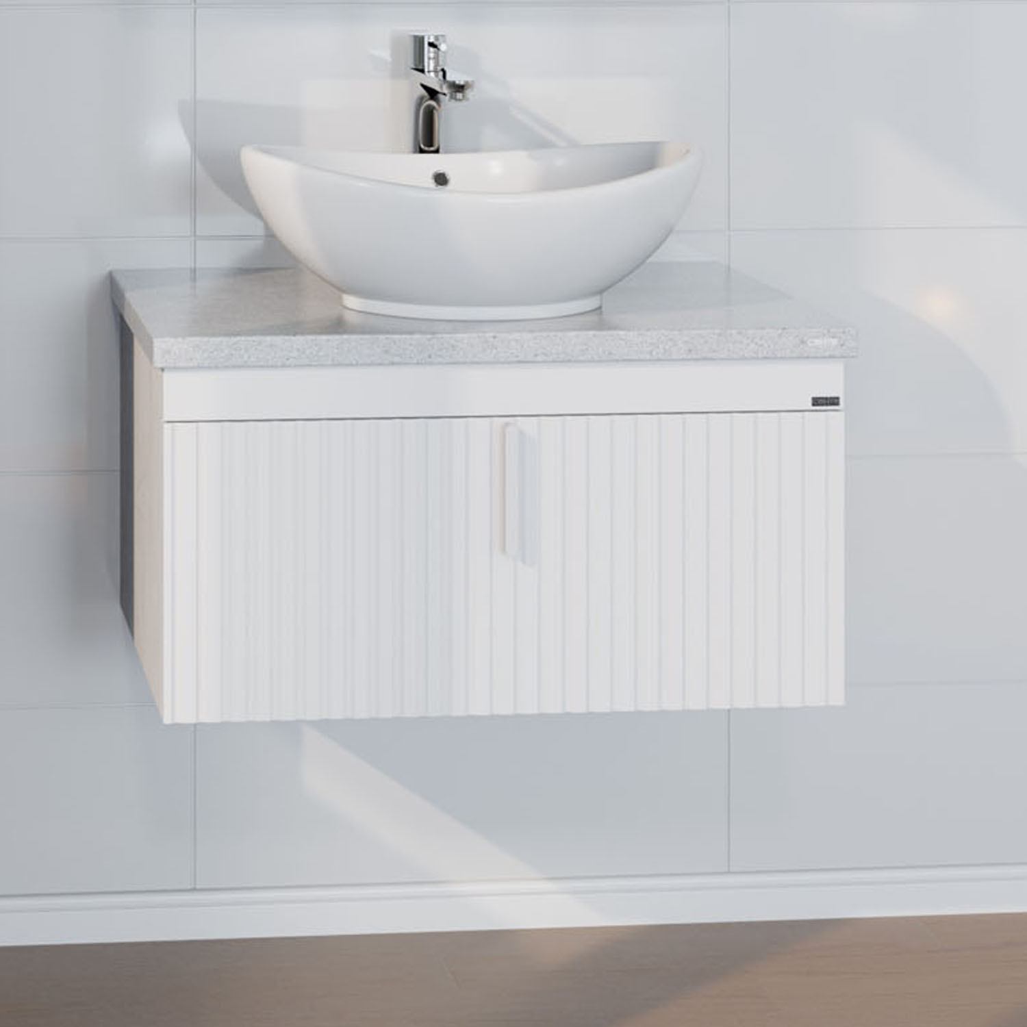 Тумба под раковину Санта Юпитер 80, цвет белый / беленое дерево