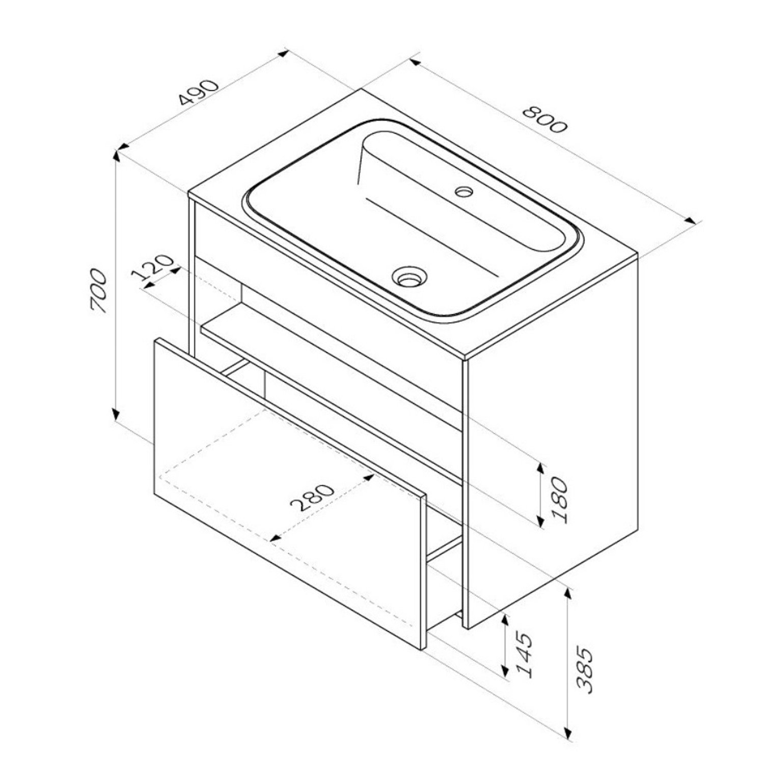 Тумба под раковину AM.PM Func 80, цвет дуб крафт