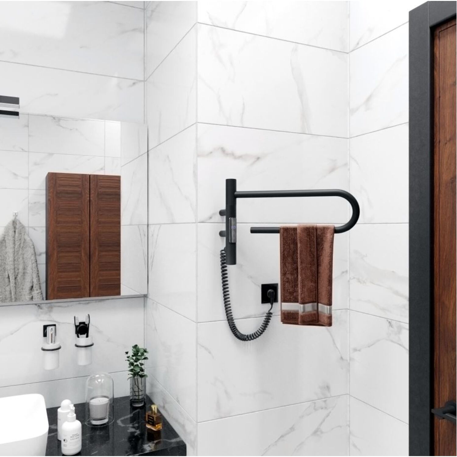 Полотенцесушитель Vincea VTD-1P1BE 39x25 электрический, цвет черный матовый - фото 1