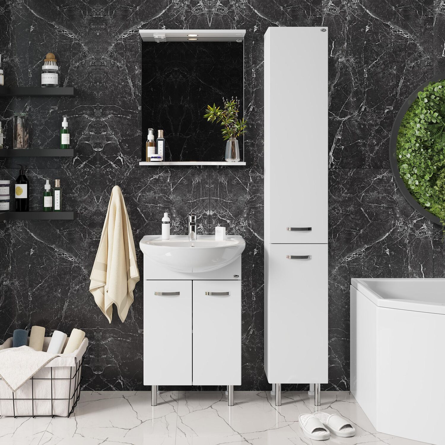 Зеркало Оника Коралл 50x70, с подсветкой, цвет белый - фото 1