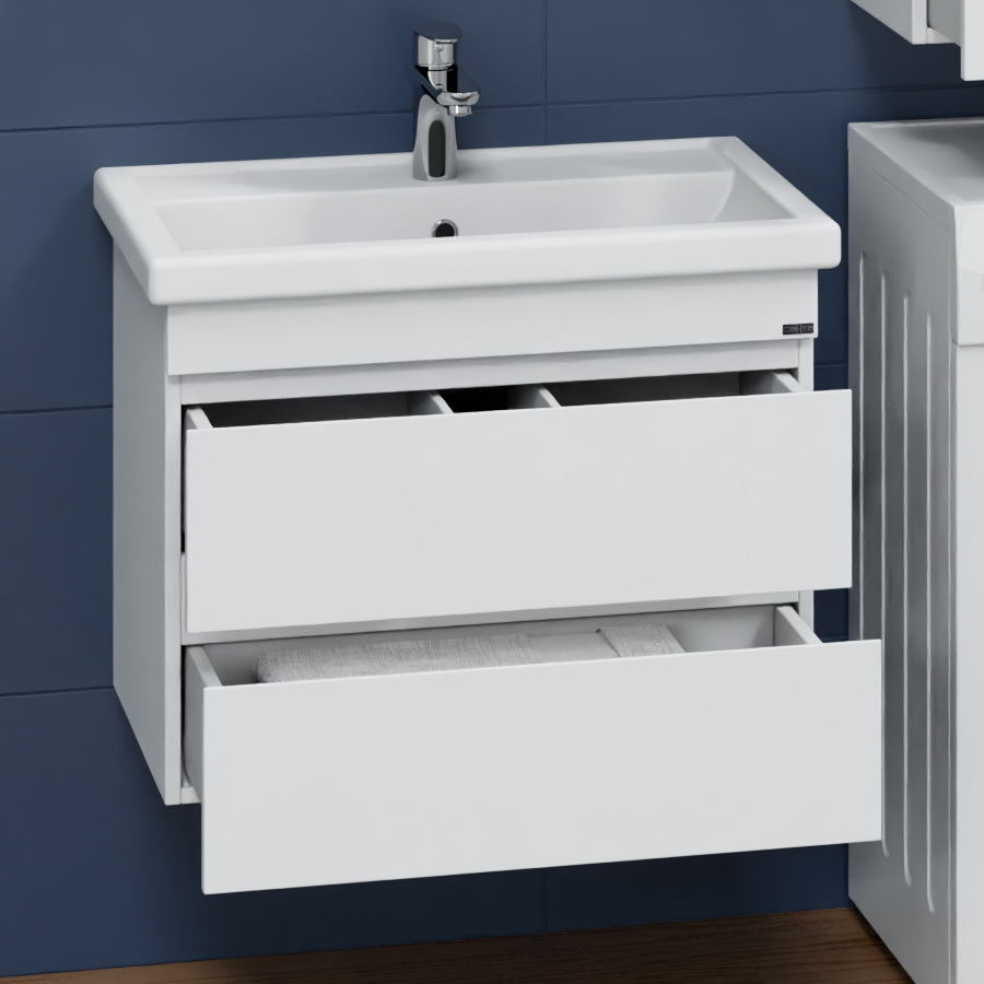 Тумба под раковину Санта Марс 70 подвесная, с 2 ящиками, цвет белый - фото 1