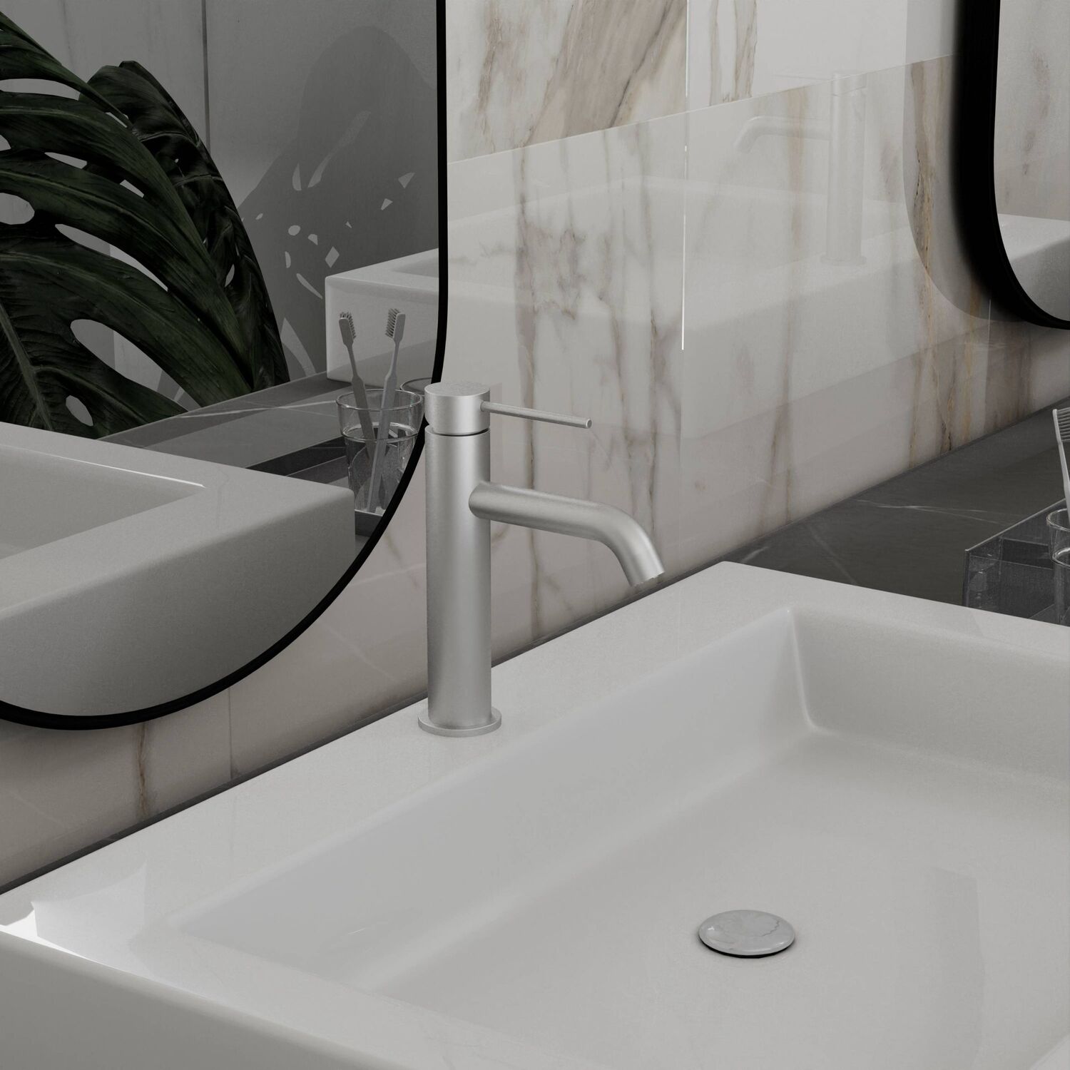 Смеситель Vincea City VBF-2C1BN для раковины, цвет сатин  - фото 1