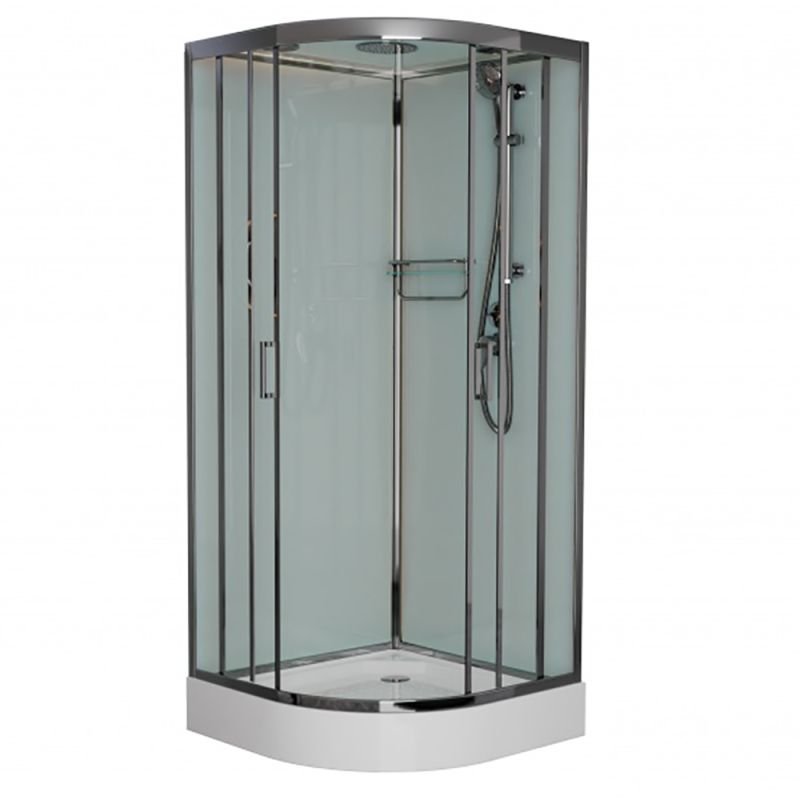 Душевая кабина Frank F409 М Brilliant 90x90, с полотенцедержателем, стекло матовое, профиль хром - фото 1