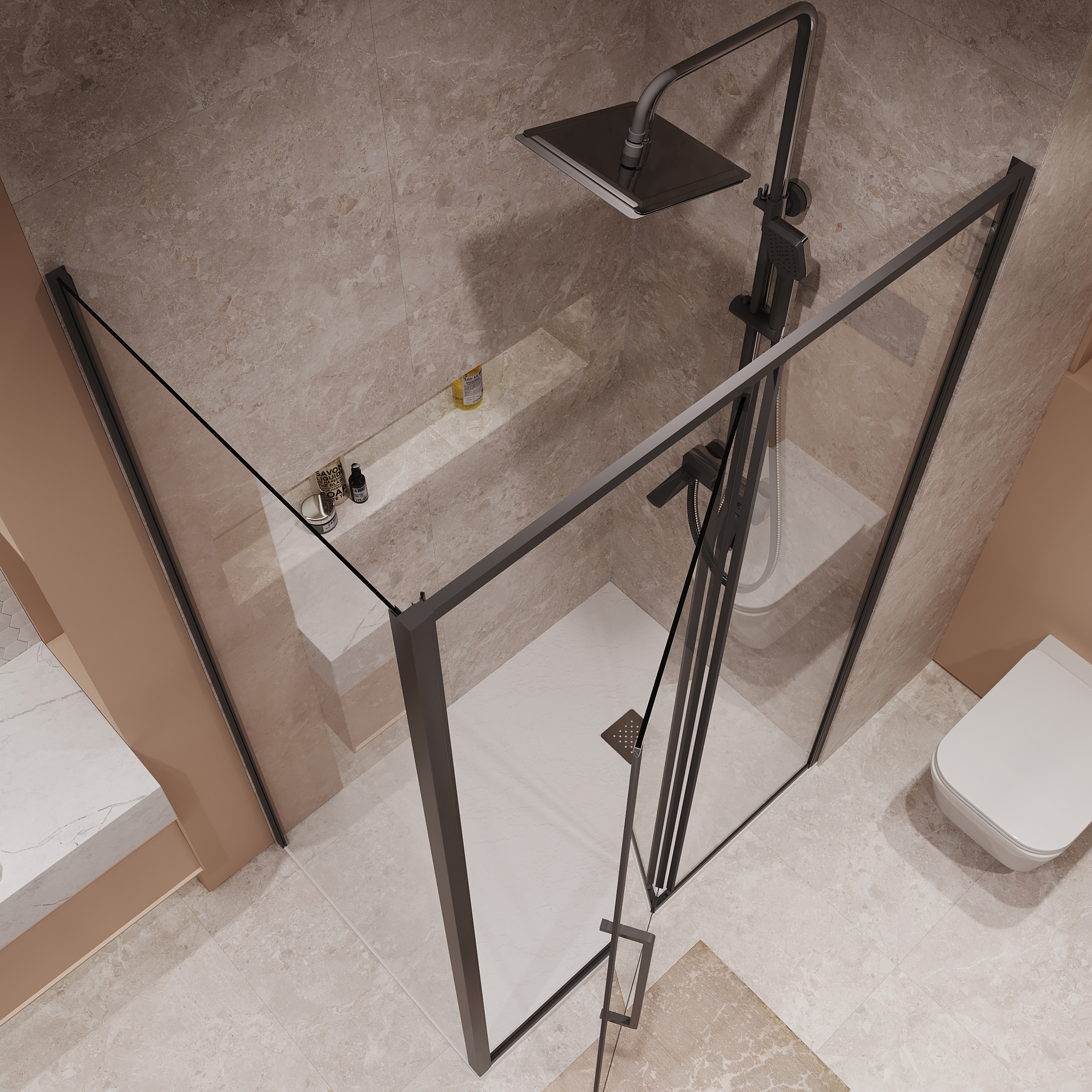 Душевой уголок Niagara Nova NG-85-12AB-A80B-34 120x80, стекло прозрачное, профиль черный матовый - фото 1