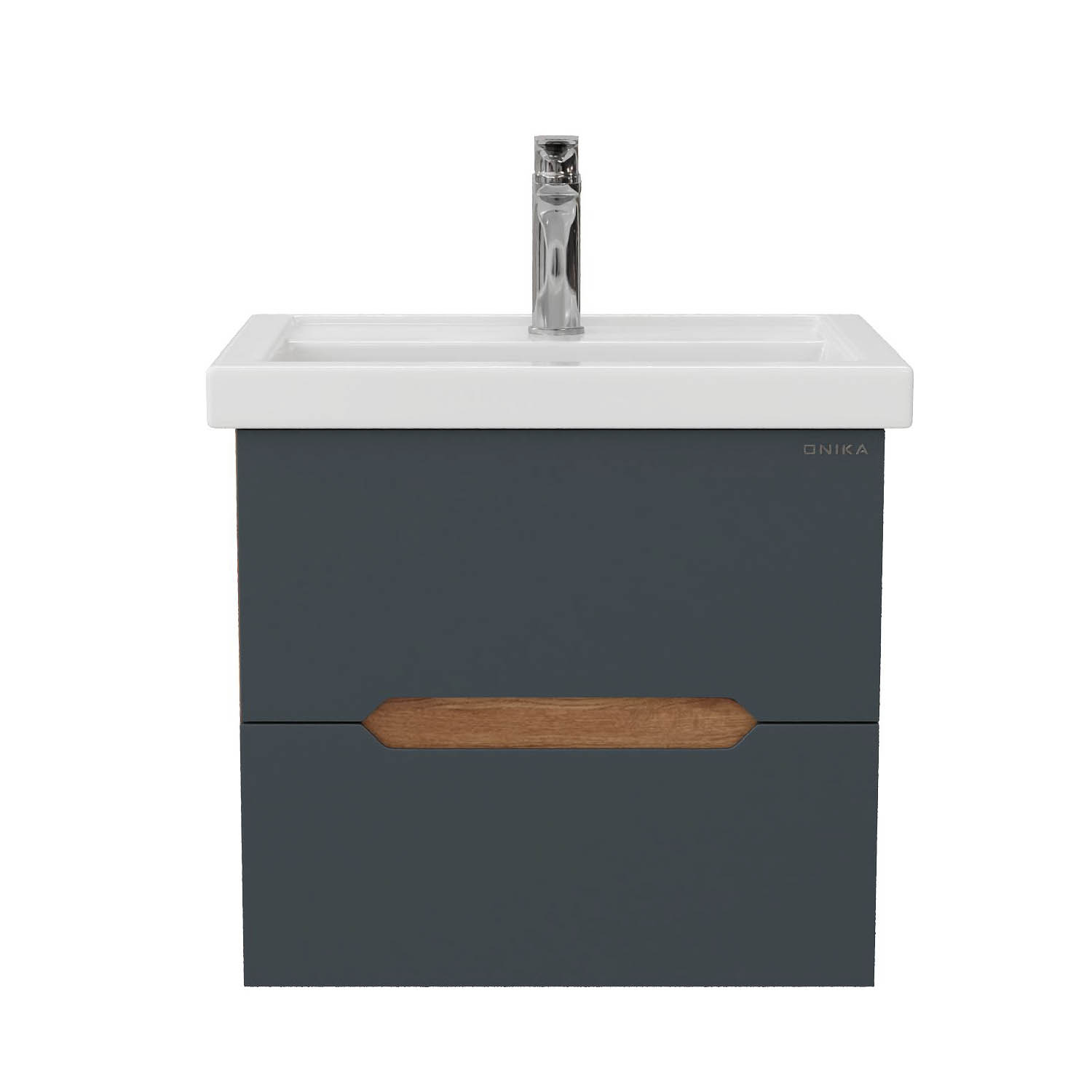 Мебель для ванной Оника Айленд 50, подвесная, цвет графит / дуб крафт золотой