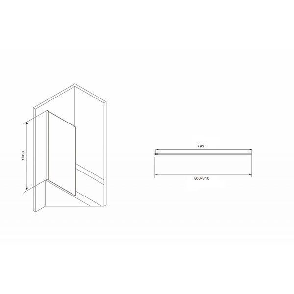 Шторка на ванну Abber Immer Offen AG71080B 80x140, стекло прозрачное, профиль черный