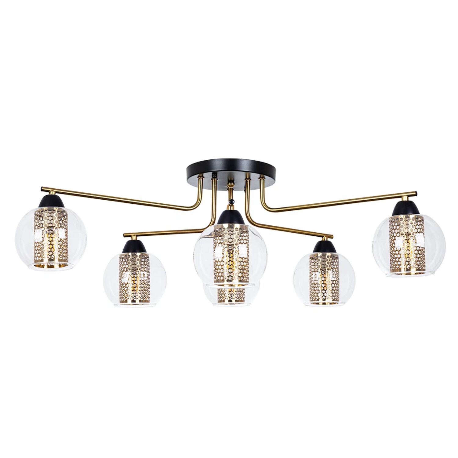 Потолочная люстра Arte Lamp Manchester A7045PL-6BK, арматура черный, плафон металл / стекло прозрачное