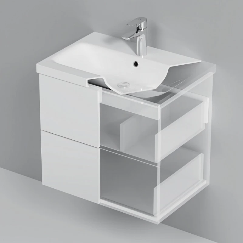 Тумба под раковину AM.PM Gem 60 подвесная, 2 ящика, цвет белый глянец - фото 1